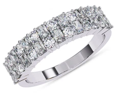 IGI 1.14 Ct Radiant & Round Lab Grown Diamond Double Row Eternity Ring 14K WG