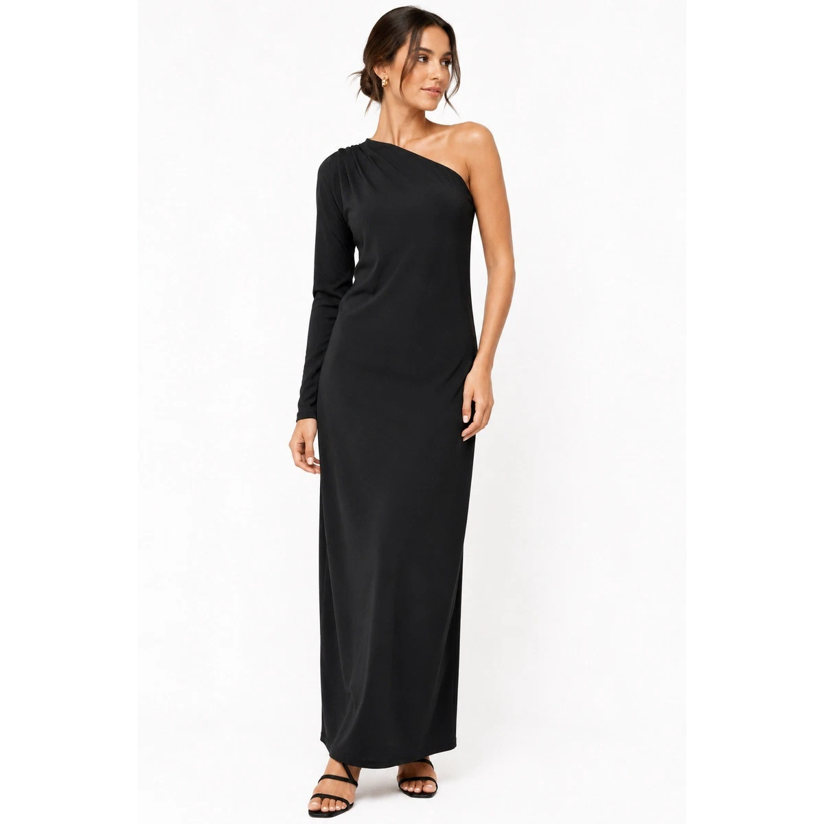 zara jersey dress ZARA Blue Ruched Jersey Maxi Dress High Neck Sleeveless Size M NEW