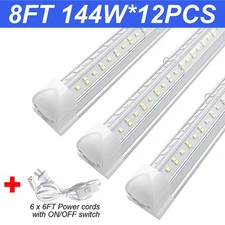 12 Pack T8 LED Integrated Bulbs 144W 8FT Led Shop Light Fixture 6500K for Garage