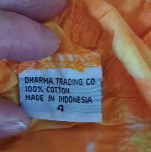 DHARMA TRADING CO. Girls Tie Dye Summer Sundress Sz 4 Orange, Yellow, White EUC - Picture 3 of 4