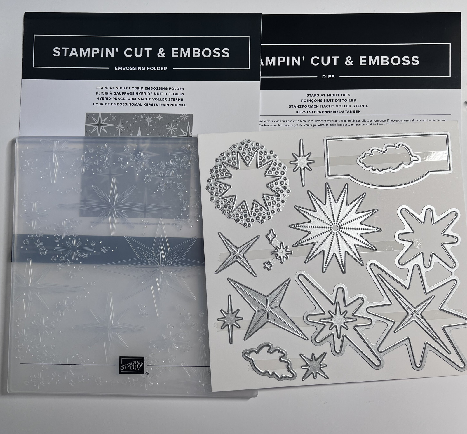 Stampin' Up! STARS AT NIGHT Holiday Hybrid Dies and Embossing Folder - Brand New