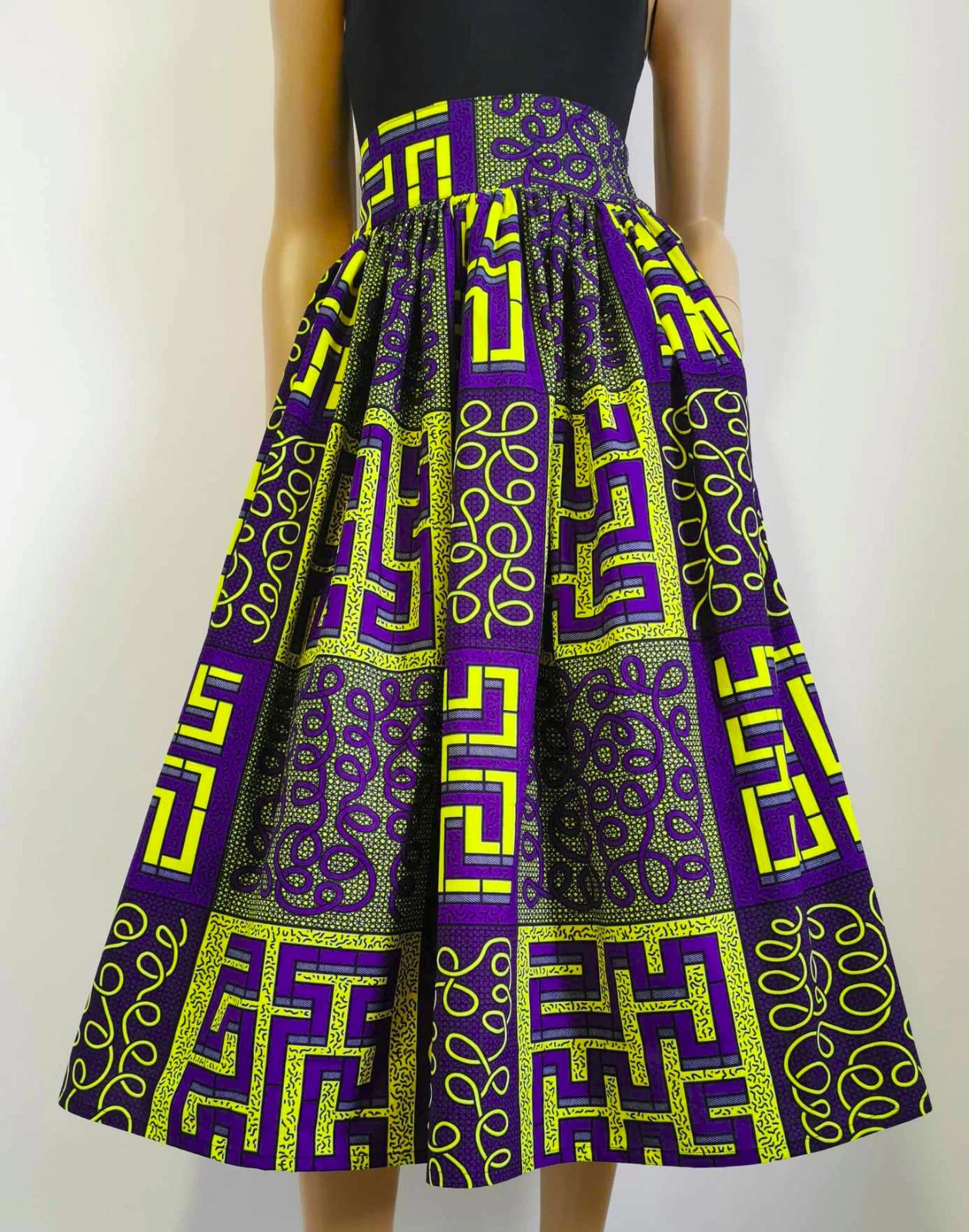 NIA African Printed Mid-Calf Skirt 100% Wax Cotton Handmade UK
Opens in a new window or tab