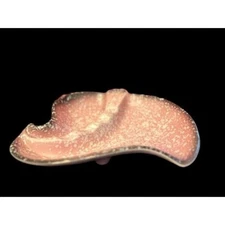 Vintage 1960 HULL USA 104 Ashtray Ceramic Pink White Sponge Paint