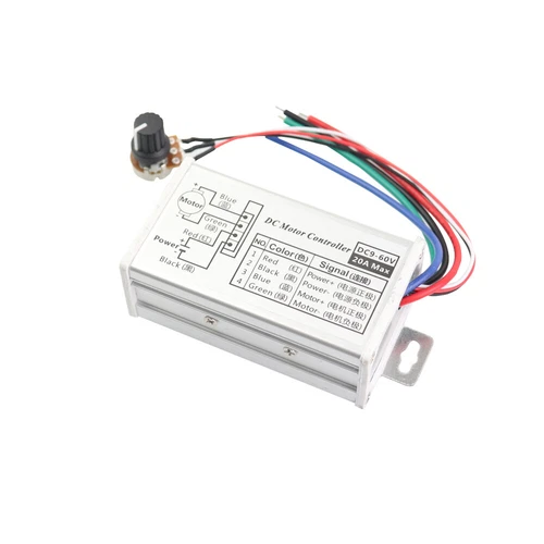 PWM DC Brush Motor Stepless Variable Speed Controller Switch 12V 24V 48V 60V 20A - Picture 2 of 4