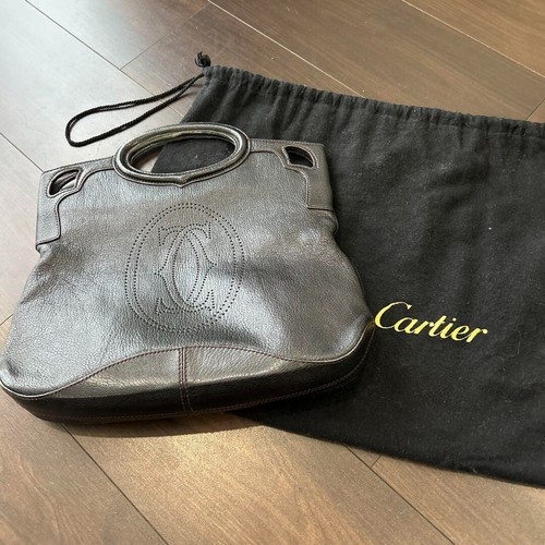 Borsa a mano Cartier Marcello in pelle con logo nera usata con custodia GIAPPONE - Foto 2 di 17