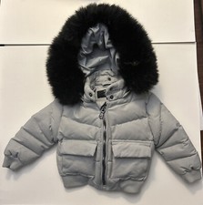 JORDAN CRAIG KIDS HOLLIS CANVES PUFFER W FAUX FUR GREY Size 2 Coat
