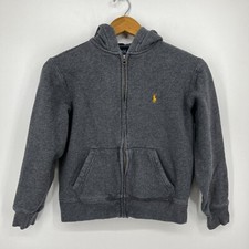 Polo Ralph Lauren Hoodie Boy's M Gray Solid Pony Logo Full Zip Hooded