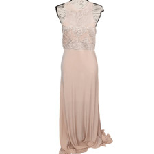 AX Paris Women's Size 12 Blush Pink Formal Applique Bodice Sleeveless Gown