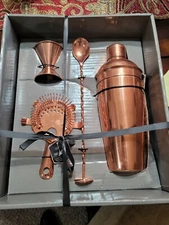 Thirstystone Copper Plated Stainless Steel Bar Tool 4 Piece Set . NEW