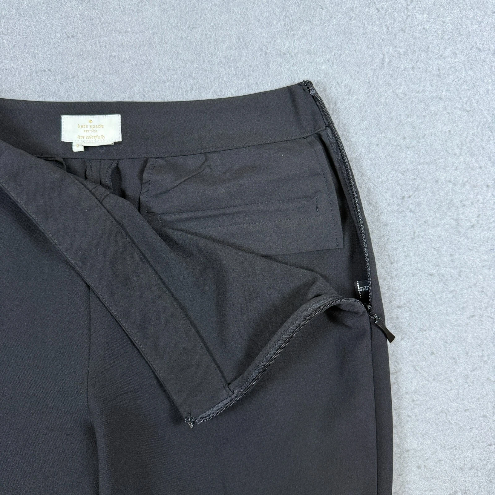 Pantalone donna Kate Spade nero elegante taglia 0 impreziosito alla caviglia slim fit 26x26