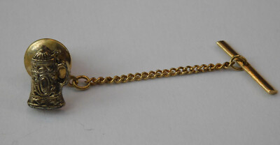 Vintage Beer Stein Tie Tack Pin, Gold-Tone, Mug Drink