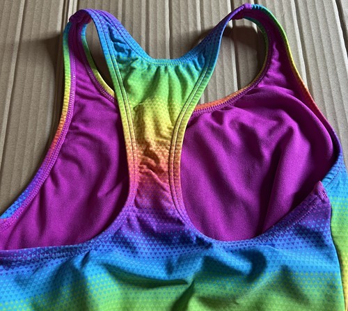 Speedo Girls Size 14 One Piece Bathing Suit Rainbow Swimming Racer Back Kids - Picture 9 of 11