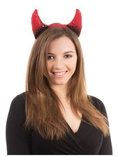 Devil Horns Black Red on Band Adults Devils Fancy Dress Accessory