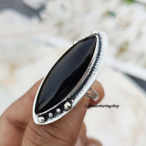 black Onyx Ring 925 Silver Ring Statement Ring Handmade Ring stone Ring  ms82 - Picture 1 of 3
