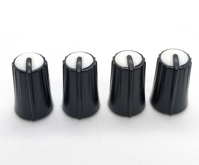 4 Black & White D-Shaft Pot Knobs for 6mm 270° DJ-TECH BEHRINGER SOUNDCRAFT