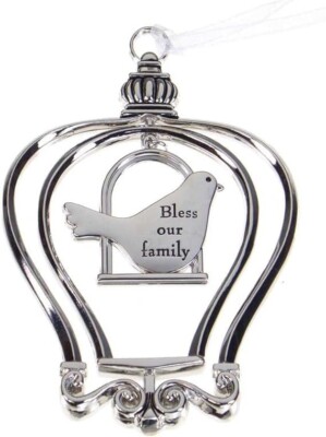 Birdcage Ornament - Bless Our Family - 3.5 inches