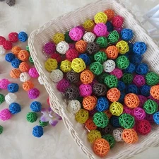 30Pcs Multicolor Rattan Balls Bird Chew Toys Safe Pet Toy For Parrots Bunnies
