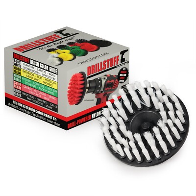 Softer Bristle Scrub Brush Auto Carpet Mat 5'' Round with Power Drill Attachment