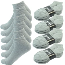 Mens 6 Pairs Gray Athletic Cushioned Cotton Socks Ankle Low Cut Size 9-11 10-13