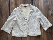 Lafayette 148 New York Brocade Blazer Womens Sz 10 Gray/Beige Floral Snap Button