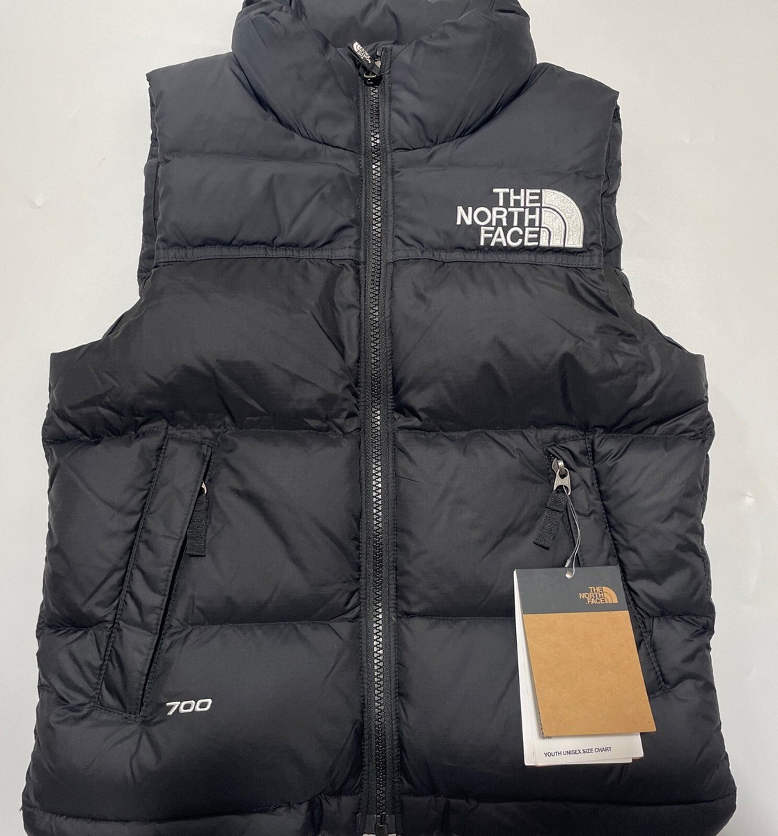 The NORTH FACE YOUTH 1996 RETRO NUPTSE VEST GILET 700 DOWN FILL SMALL BLACK