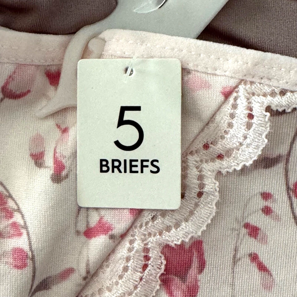 Paquete de 5 calzoncillos suaves florales lisos Laura Ashley Intimates para mujer talla grande 1X Foto 4 de 4