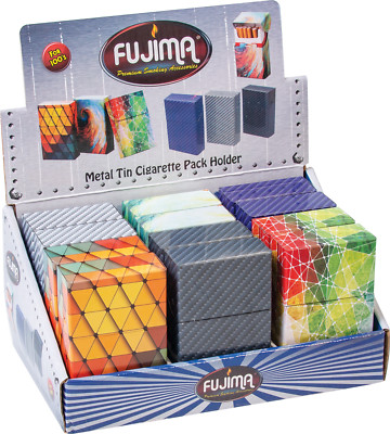 12 Fujima Metal Tin Cigarette Case Pack Holder for 100mm
