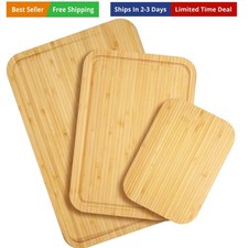 Bamboo Cutting Board Set with Juice Groove, Set of 3 – Large, Medium & Small ...