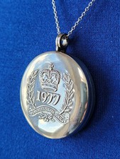 1977 Queen's Silver Jubilee locket pendant B&S Birmingham photo inserts 925chain