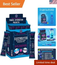 Electrolytes Powder Packets 20 Pack - No Sugar, Delicious Blue Raspberry, Hyd...