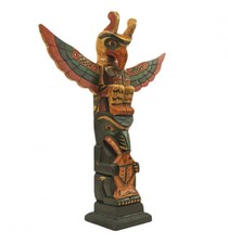 Totem Indien à poser 30cm en bois sculpté et peint
