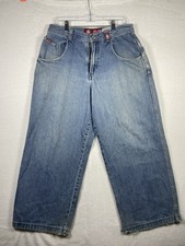 JNCO Tribal Crown Wide Leg Jeans Y2K Baggy Skater 90s Mens 34x30 27 Grunge 00s