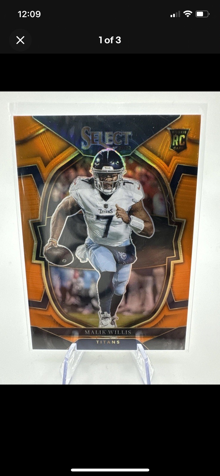 2022 Panini Select Malik Willis Orange Prizm Concourse /49 Titans #38 RC SSP