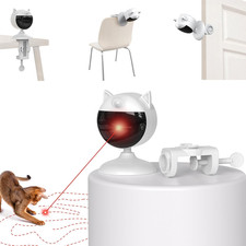 Interactive Cat Laser Toy Motion Activated Rechargeable Clamp Design White