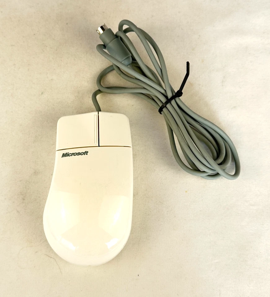 Microsoft 2.0 Wired Mouse Serial Port 2 Button Tested Working Preowned Vintage