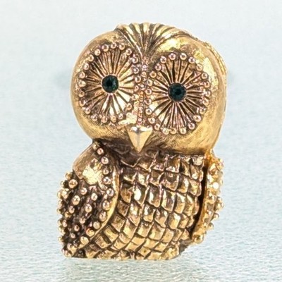 Vintage WIND SONG Perfume Compact Gold Hinged OWL Prince Matchabelli - Hinged