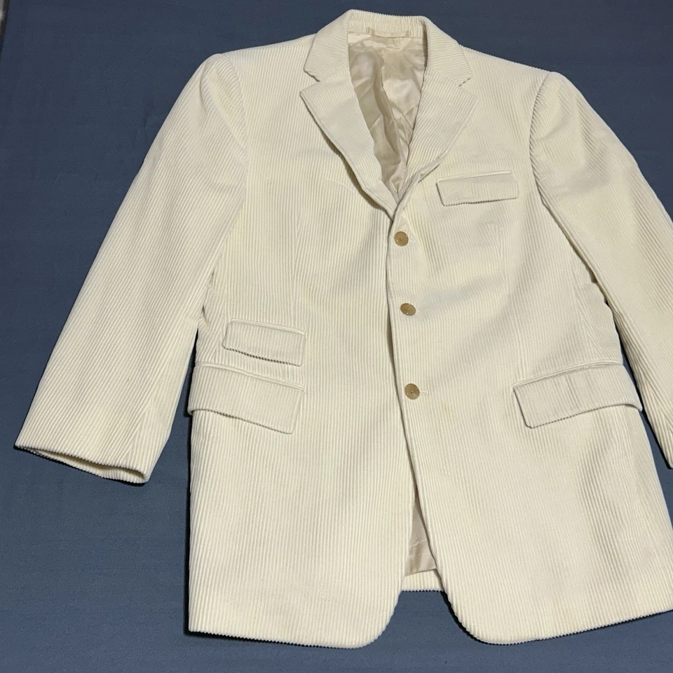 Abrigo Chaqueta Blazer Ralph Lauren Etiqueta Púrpura Pana Deportivo Para Hombres 40R Blanco Crema Foto 2 de 4