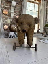 Steiff Mohair Bear On Wheels .. Read