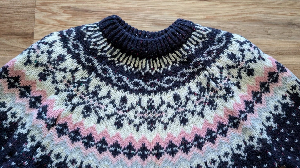 Suéter Vintage Tejido Nordic Fair Isle Para Mujer M Mezcla de Lana Invierno Vacaciones Acogedor Foto 3 de 4