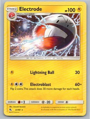 2019 POKEMON ELECTRODE HIDDEN FATES 22/68 R LP A80411 FREE S&H