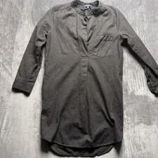 Madewell Shirt Dress Womens Small Gray Flannel Henley Long Sleeve Lined Tunic