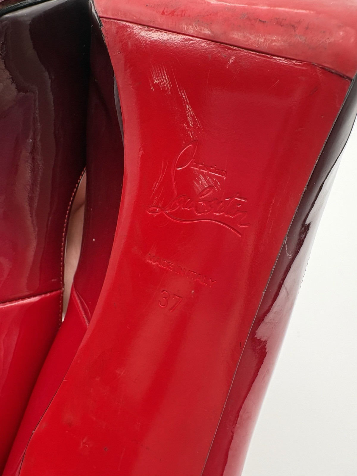 Christian Louboutin Red/Black Ombre Patent Leather Very Prive Pumps Sz EU 37