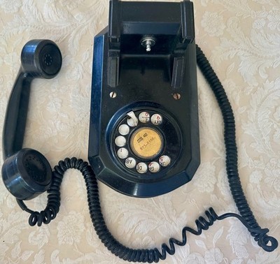Vintage Bakelite Monophone Rotary Dial Wall Mount Telephone Art Deco Black L5100