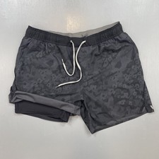 Vuori Trail Shorts Mens Large Lined Running Jogging Pacific Print Gray 6" V341