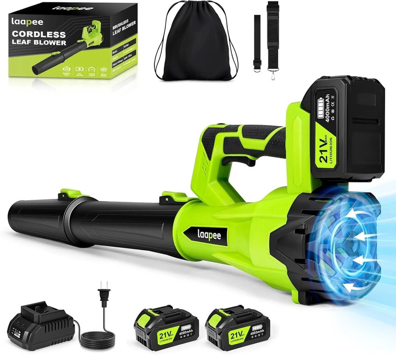 Cordless Electric Leaf Blower with 2×4.0Ah Batteries & Fast Charger, Lightweight