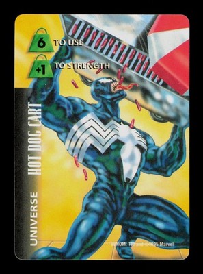 Venom Hot Dog Cart  Marvel Over Power 1995 Trading Card TCG CCG