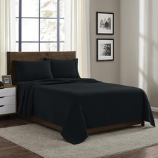 Cozy 100 Cotton Flannel Queen Sheet Set - Heavyweight Black Bedding