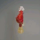 Vintage 14.75 Red & Clear Blown Art Glass Rooster Statue Murano ?