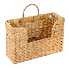 Magazine Holder Wall Basket Water Hyacinth Woven Mail Organizer, Wicker Wall