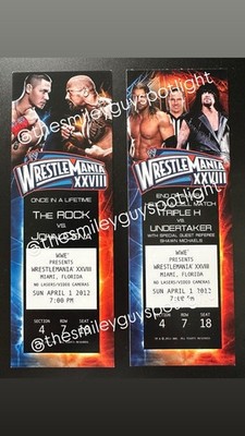 WWE WrestleMania 28 XXVIII Commemorative Ticket Stub Rock Cena HHH Undertaker  